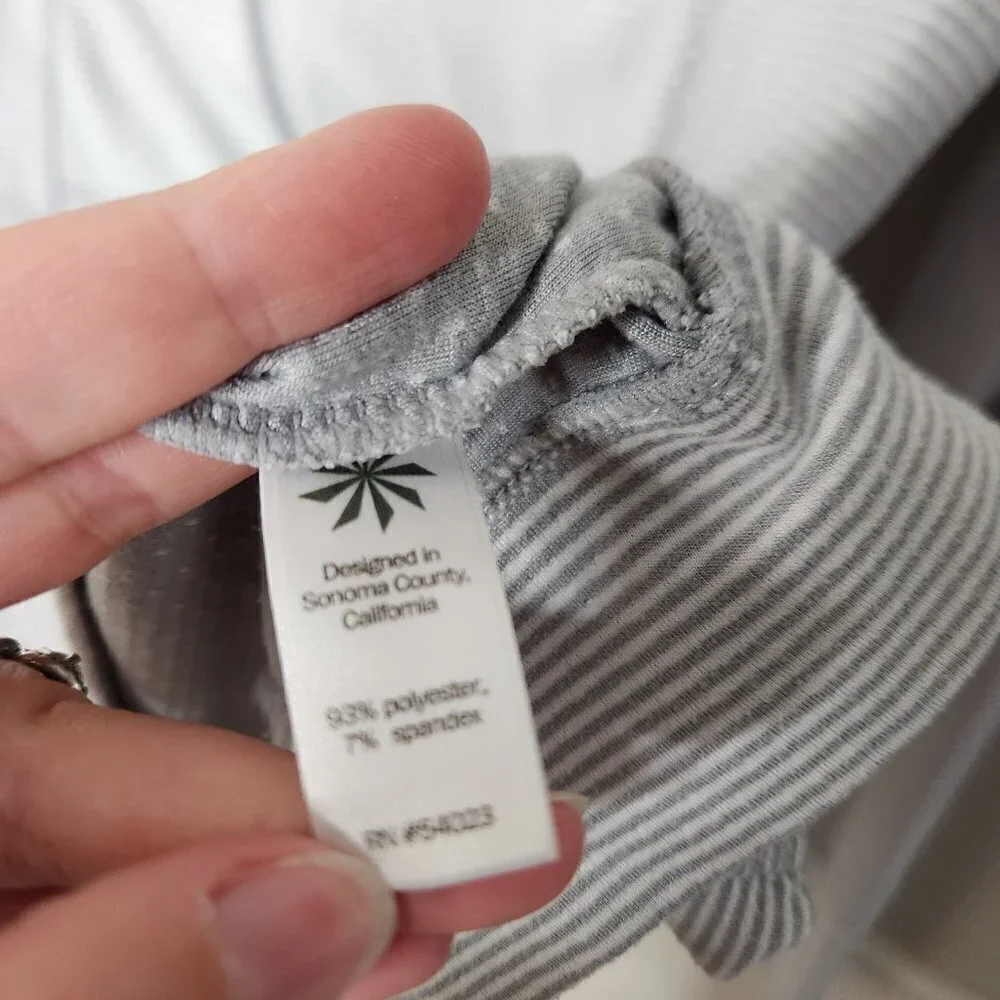 ATHLETA Grey Stripe Heavenly Hail Zip Jacket